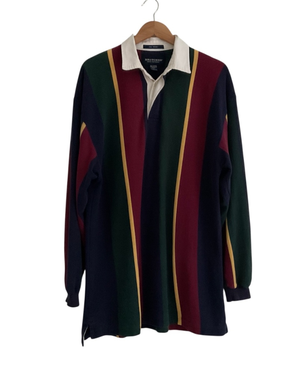 VTG Britches Men’s Great Outdoors Rugby Shirt Sz L Striped Collegiate Retro 90s - Picture 2 of 11